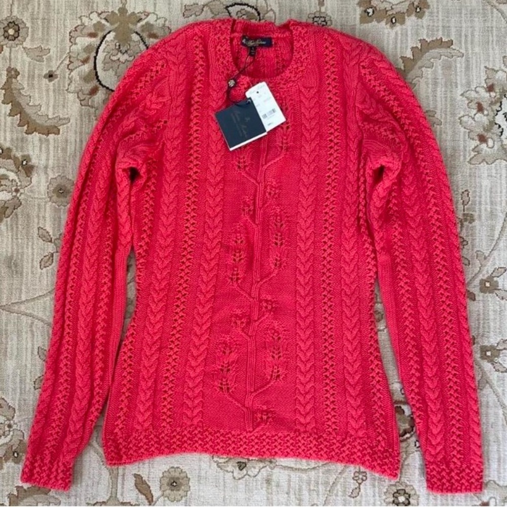 Women's Red Cable Knit Sweater